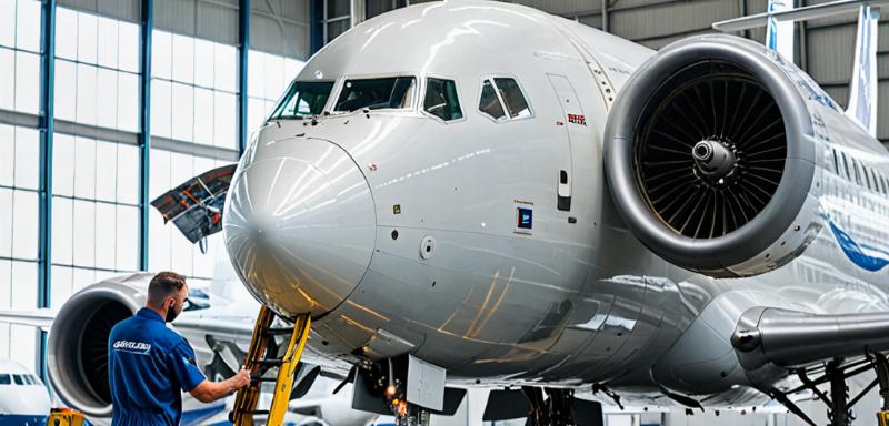 Aircraft maintenance professional at work